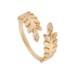 Minimalist Stainless Steel Leaf Open Ring For Women Gold Plated Adjustable Branch Olive Leaf Fashion Jewelry Finger Ring
