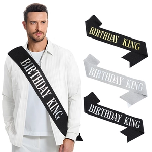 Men Birthday King Sash Glitter Fabric Bronzing Birthday Party Decorations Supplies For Men Birthday Gift