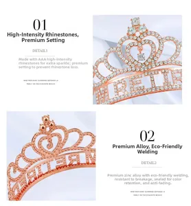Detail view of the rose gold retired crown featuring high-grade rhinestones and heart motif