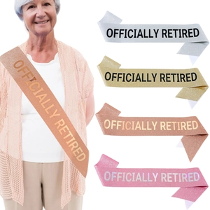 Officially Retired Party Sash Glitter Fabric Retirement Celebration Prop Rose Gold Silver Pink Gold Sash For Women Men Grandma