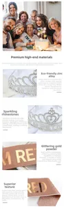 Detail of rose gold glitter sash and rhinestone tiara with I'M RETIRED inscription
