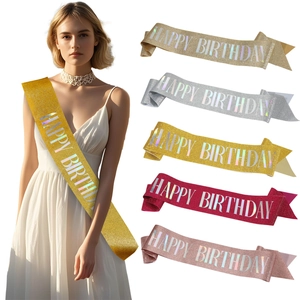 Glitter Happy Birthday sash set in multiple colors for party decorations