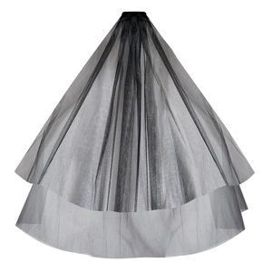 Double Layer Bridal Veil With Hair Comb Elegant White Black Nylon Mesh Wedding Headpiece For Bachelorette Party Women