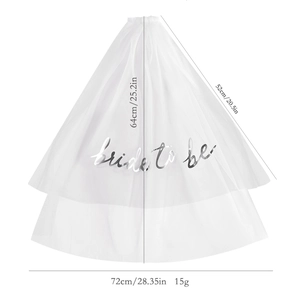 Double layer white bridal veil with silver Bride to Be text and specific dimensions