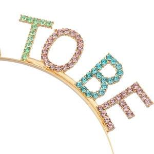 Golden Mom To Be headband with colorful rhinestones for baby shower party celebrations