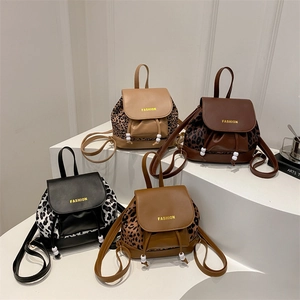 Sacs à dos léopard à la mode en quatre couleurs avec cordon et perles décoratives