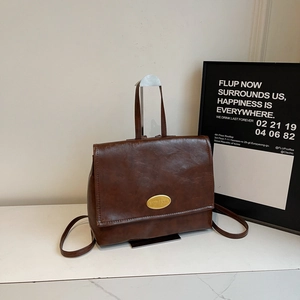Vintage Oil Wax PU Leather Backpack For Women Large Capacity Minimalist Anti Theft Fashion Travel School Shoulder Bag