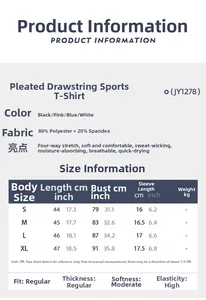 Detailed size guide for women's yoga crop top with fabric specs and measurements