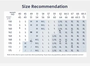Guide des tailles avec recommandations de taille et poids pour pantalons de sport