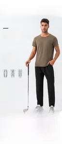 Detail of lightweight quick-dry men's sports pants with loose 3D ergonomic straight cut design