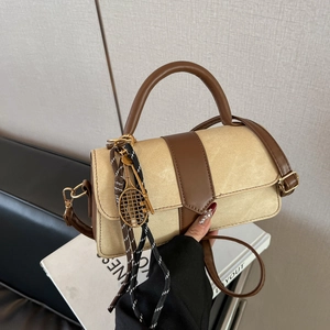 Women Vintage Solid Color Nylon Shoulder Bag Commuting Small Square Crossbody Handbag With Pendant Decor 2025 Spring New