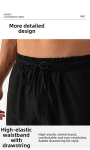 Detail of men's quick-dry sport pants featuring an elastic waist and adjustable drawstring