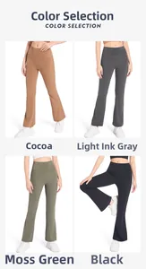 Sélection de pantalons de yoga évasés taille haute en cacao, gris, vert mousse et noir