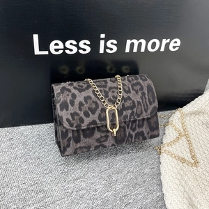 Mode Sac à Bandoulière Imprimé Léopard pour Femmes Rétro Chaîne Sac à Main en Cuir PU Petit Sac Carré Messager Décontracté Quotidien