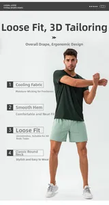 Detail of loose fit men's athletic shirt with moisture-wicking cool-touch fabric