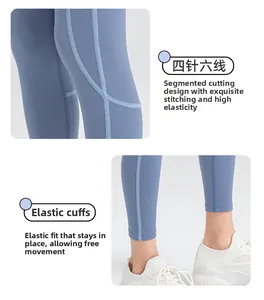 Detail of four-needle six-thread stitching and split cut on boys' compression pants