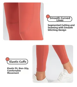 Détails des coutures incurvées et poignets élastiques sur le legging de yoga pro