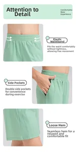 Détails du short de sport vert pour garçon avec taille élastique et poches latérales