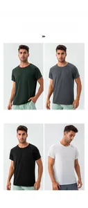 Men's quick-dry sports t-shirts in four colors: dark green, dark grey, black, and white
