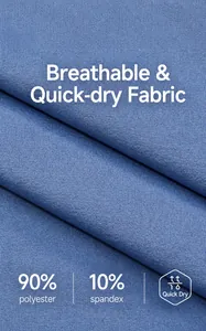 Detail of blue moisture-wicking fabric made of 90% polyester and 10% spandex