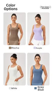 Débardeurs de yoga ajustés pour femmes en moka, violet, blanc et bleu gris