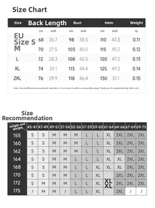 Gedetailleerde maattabel voor yoga vest voor dames met maten van S tot 2XL in cm en inch
