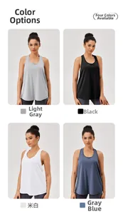 Dames racerback yoga tanktops in grijs, zwart, crème en blauw mesh materiaal