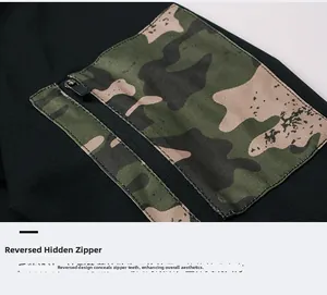 Close-up of quick-dry sports t-shirt with camouflage pocket and invisible zipper