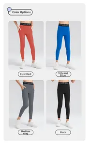 Kids compression leggings in rusty red, royal blue, medium grey, and black colors