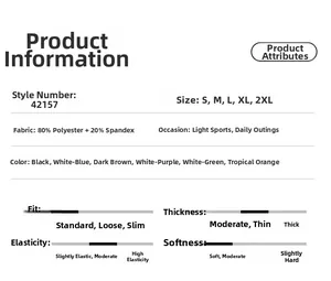 Size chart and fabric details for high-stretch tennis dress with polyester and spandex mix