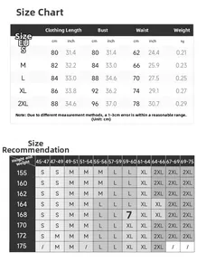 Detailed size chart for tennis dress showing measurements in cm and inches for S to 2XL