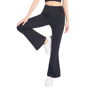 Pantalon de yoga évasé noir à taille haute élastique pour le fitness et la course