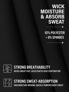 Men's straight running pants in breathable black nylon fabric with moisture wicking tech