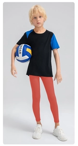 Detail of boys fast-dry sports leggings with high elasticity for running and basketball