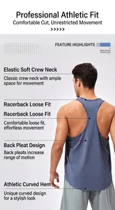 Detail eines Herren Sport-Tanktops mit Y-Rücken-Design und geschwungenem Saum