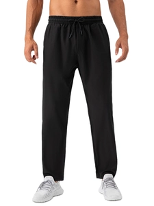 Men's quick-dry straight sports pants with elastic drawstring waist for fitness and running