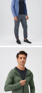 Detail view of men's quick-dry sports jacket and joggers set for fitness and running