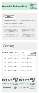 Guide des tailles pour shorts de fitness garçons avec mesures détaillées du 120 au 150