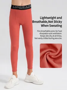 Pantalon de compression orange respirant pour garçons pour le basket et la course à pied