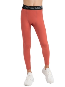 Pantalon de compression sport à séchage rapide pour garçons, couleur rouge brique