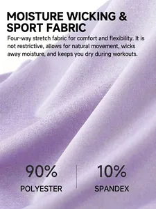 Gros plan du tissu d'une veste de yoga lavande en 90% polyester et 10% élasthanne