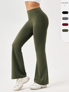 Women's High Waisted Yoga Flare Pants Tummy Control Hip Lifting Quick Dry Elastic Sport Leggings For Gym Running