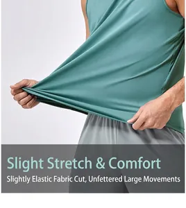Detail of teal breathable sports vest showing micro-elastic fabric being stretched