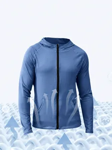Men's sky blue quick-dry athletic jacket with standing collar and zip-up fitness design