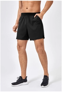 Pantaloncini sportivi neri da uomo con elastico in vita e spacchetti per l'allenamento