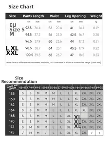 Size guide with measurements for high-waisted yoga flare pants from size S to XXL