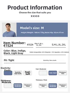 Detailed size guide and fabric specs for men's athletic long sleeve running top