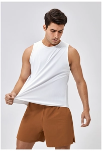 Detail of white breathable mesh fabric on men's quick-dry athletic running vest