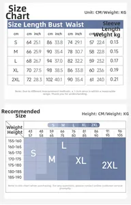 Detailed size chart for men's quick-dry fitness shirt showing S to 2XL measurements
