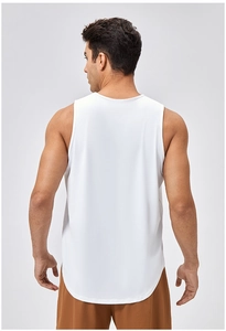 Detailed view of white moisture-wicking fabric with breathable texture and curved hemline